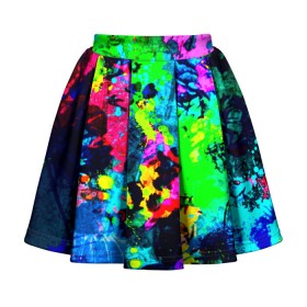 Детская юбка-солнце 3D с принтом Пятна краски в Петрозаводске, 100% полиэстер | Эластичный пояс, крупные складки | гранж | краска | новые | прикольные | текстуры | цветные