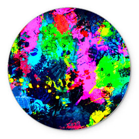 Коврик круглый с принтом Пятна краски в Петрозаводске, резина и полиэстер | круглая форма, изображение наносится на всю лицевую часть | гранж | краска | новые | прикольные | текстуры | цветные