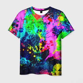 Мужская футболка 3D с принтом Пятна краски в Петрозаводске, 100% полиэфир | прямой крой, круглый вырез горловины, длина до линии бедер | гранж | краска | новые | прикольные | текстуры | цветные