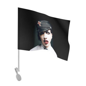 Флаг для автомобиля с принтом Мэрилин Мэнсон в Петрозаводске, 100% полиэстер | Размер: 30*21 см | marilyn manson | мэрилин мэнсон