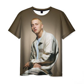 Мужская футболка 3D с принтом Эминем в Петрозаводске, 100% полиэфир | прямой крой, круглый вырез горловины, длина до линии бедер | marshall bruce mathers | маршалл брюс мэтерс | рэпер