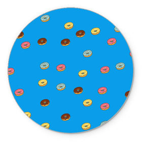 Коврик круглый с принтом Пончики в Петрозаводске, резина и полиэстер | круглая форма, изображение наносится на всю лицевую часть | Тематика изображения на принте: donut | гомер | еда | пончики | симпсон | фаст