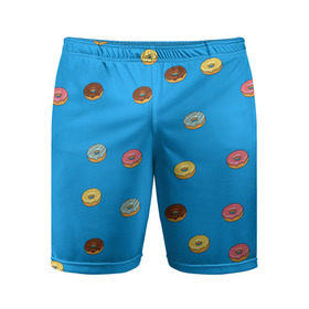 Мужские шорты 3D спортивные с принтом Пончики в Петрозаводске,  |  | donut | гомер | еда | пончики | симпсон | фаст