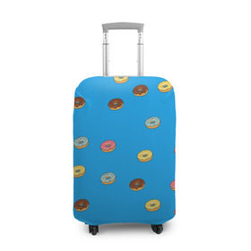 Чехол для чемодана 3D с принтом Пончики в Петрозаводске, 86% полиэфир, 14% спандекс | двустороннее нанесение принта, прорези для ручек и колес | donut | гомер | еда | пончики | симпсон | фаст