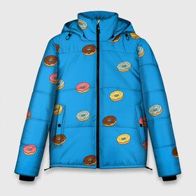 Мужская зимняя куртка 3D с принтом Пончики в Петрозаводске, верх — 100% полиэстер; подкладка — 100% полиэстер; утеплитель — 100% полиэстер | длина ниже бедра, свободный силуэт Оверсайз. Есть воротник-стойка, отстегивающийся капюшон и ветрозащитная планка. 

Боковые карманы с листочкой на кнопках и внутренний карман на молнии. | donut | гомер | еда | пончики | симпсон | фаст