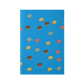 Обложка для паспорта матовая кожа с принтом Пончики в Петрозаводске, натуральная матовая кожа | размер 19,3 х 13,7 см; прозрачные пластиковые крепления | donut | гомер | еда | пончики | симпсон | фаст
