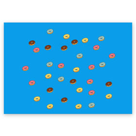 Поздравительная открытка с принтом Пончики в Петрозаводске, 100% бумага | плотность бумаги 280 г/м2, матовая, на обратной стороне линовка и место для марки
 | donut | гомер | еда | пончики | симпсон | фаст