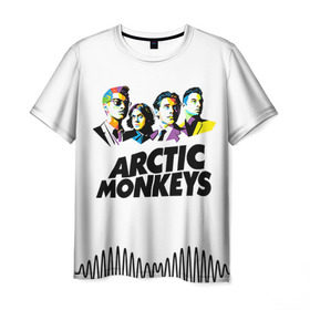 Мужская футболка 3D с принтом Arctic Monkeys 2 в Петрозаводске, 100% полиэфир | прямой крой, круглый вырез горловины, длина до линии бедер | am | arctic | arctic monkeys | monkeys | rock | алекс тёрнер | амы | арктические мартышки | джейми кук | мартышки | мэтт хелдерс. ам | ник омэлли | ник о’мэлли | рок