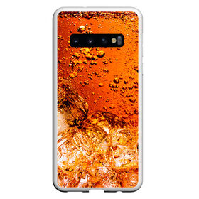 Чехол для Samsung Galaxy S10 с принтом Кола 3 в Петрозаводске, Силикон | Область печати: задняя сторона чехла, без боковых панелей | Тематика изображения на принте: cocacola | cola | pepsi | кола | лёд | напиток | пепси | пузыри