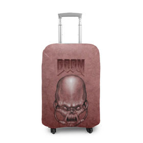Чехол для чемодана 3D с принтом Демон (Doom classic) в Петрозаводске, 86% полиэфир, 14% спандекс | двустороннее нанесение принта, прорези для ручек и колес | розовый | скелет | череп
