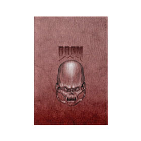 Обложка для паспорта матовая кожа с принтом Демон (Doom classic) в Петрозаводске, натуральная матовая кожа | размер 19,3 х 13,7 см; прозрачные пластиковые крепления | розовый | скелет | череп