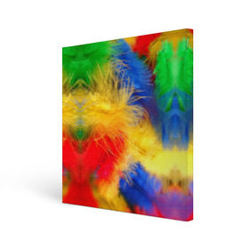 Холст квадратный с принтом Цветные перья в Петрозаводске, 100% ПВХ |  | перья | радуга | спектр | фон | цвета | цветные | яркие