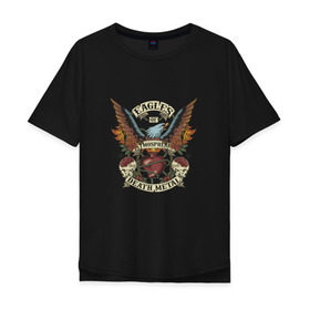 Мужская футболка хлопок Oversize с принтом Eagles of Death Metal в Петрозаводске, 100% хлопок | свободный крой, круглый ворот, “спинка” длиннее передней части | дэтметал | метал | мош | орлы