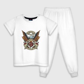 Детская пижама хлопок с принтом Eagles of Death Metal в Петрозаводске, 100% хлопок |  брюки и футболка прямого кроя, без карманов, на брюках мягкая резинка на поясе и по низу штанин
 | дэтметал | метал | мош | орлы