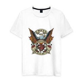 Мужская футболка хлопок с принтом Eagles of Death Metal в Петрозаводске, 100% хлопок | прямой крой, круглый вырез горловины, длина до линии бедер, слегка спущенное плечо. | дэтметал | метал | мош | орлы