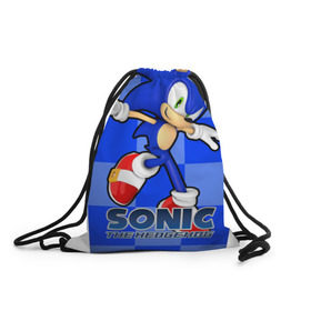 Рюкзак-мешок 3D с принтом Sonic The-Hedgehog в Петрозаводске, 100% полиэстер | плотность ткани — 200 г/м2, размер — 35 х 45 см; лямки — толстые шнурки, застежка на шнуровке, без карманов и подкладки | sega sonic