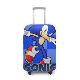 Чехол для чемодана 3D с принтом Sonic The-Hedgehog в Петрозаводске, 86% полиэфир, 14% спандекс | двустороннее нанесение принта, прорези для ручек и колес | sega sonic