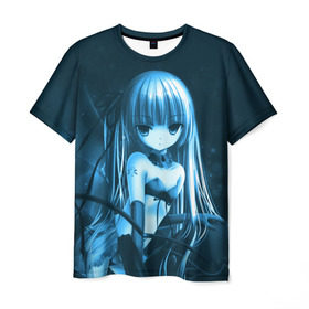 Мужская футболка 3D с принтом Anime Girl в Петрозаводске, 100% полиэфир | прямой крой, круглый вырез горловины, длина до линии бедер | девушка