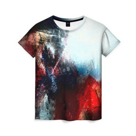 Женская футболка 3D с принтом Expressive в Петрозаводске, 100% полиэфир ( синтетическое хлопкоподобное полотно) | прямой крой, круглый вырез горловины, длина до линии бедер | rainbow | краска | прикольные | радуга | текстуры | штрихи