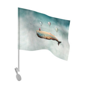 Флаг для автомобиля с принтом Кит в Петрозаводске, 100% полиэстер | Размер: 30*21 см | автостопом по галактике | кит