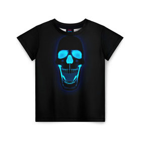 Детская футболка 3D с принтом Весёлый череп в Петрозаводске, 100% гипоаллергенный полиэфир | прямой крой, круглый вырез горловины, длина до линии бедер, чуть спущенное плечо, ткань немного тянется | позитив | прикол | смех | череп | чёрный юмор