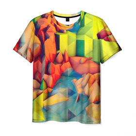 Мужская футболка 3D с принтом Острые шипы в Петрозаводске, 100% полиэфир | прямой крой, круглый вырез горловины, длина до линии бедер | абстракт | абстракции | кубики | острые | ромбики | текстуры