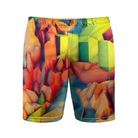Мужские шорты 3D спортивные с принтом Острые шипы в Петрозаводске,  |  | Тематика изображения на принте: абстракт | абстракции | кубики | острые | ромбики | текстуры