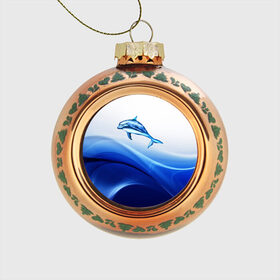 Стеклянный ёлочный шар с принтом Дельфин в Петрозаводске, Стекло | Диаметр: 80 мм | дельфин | море | рыбка