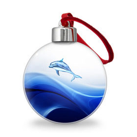 Ёлочный шар с принтом Дельфин в Петрозаводске, Пластик | Диаметр: 77 мм | дельфин | море | рыбка
