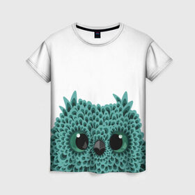 Женская футболка 3D с принтом Совенок в Петрозаводске, 100% полиэфир ( синтетическое хлопкоподобное полотно) | прямой крой, круглый вырез горловины, длина до линии бедер | owl | птица | птицы | сова | совенок