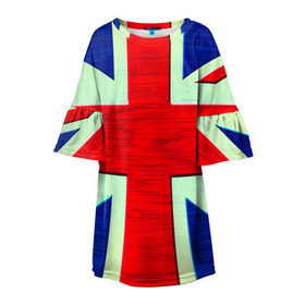 Детское платье 3D с принтом Англия в Петрозаводске, 100% полиэстер | прямой силуэт, чуть расширенный к низу. Круглая горловина, на рукавах — воланы | англия | модные | популярные | прикольные | стена | флаг