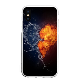 Чехол для iPhone XS Max матовый с принтом Water and flames heart в Петрозаводске, Силикон | Область печати: задняя сторона чехла, без боковых панелей | вода | огонь огонь и вода | пар | прикольное | разное | сердце