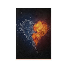 Обложка для паспорта матовая кожа с принтом Water and flames heart в Петрозаводске, натуральная матовая кожа | размер 19,3 х 13,7 см; прозрачные пластиковые крепления | Тематика изображения на принте: вода | огонь огонь и вода | пар | прикольное | разное | сердце