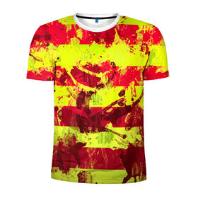 Мужская футболка 3D спортивная с принтом Полосы(гранж) в Петрозаводске, 100% полиэстер с улучшенными характеристиками | приталенный силуэт, круглая горловина, широкие плечи, сужается к линии бедра | арт | гранж | краска | полосы | прикольные | радуга | цветные