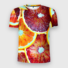 Мужская футболка 3D спортивная с принтом Цитрус в Петрозаводске, 100% полиэстер с улучшенными характеристиками | приталенный силуэт, круглая горловина, широкие плечи, сужается к линии бедра | апельсин | фрукты | цитрус