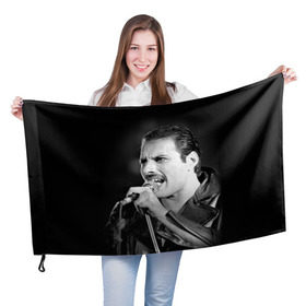 Флаг 3D с принтом Фредди Меркьюри в Петрозаводске, 100% полиэстер | плотность ткани — 95 г/м2, размер — 67 х 109 см. Принт наносится с одной стороны | freddie mercury | queen. | автор песен | британский | вокалист | певец | рок группа | фредди меркьюри