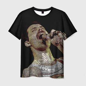 Мужская футболка 3D с принтом Фредди Меркьюри в Петрозаводске, 100% полиэфир | прямой крой, круглый вырез горловины, длина до линии бедер | freddie mercury | queen. | автор песен | британский | вокалист | певец | рок группа | фредди меркьюри