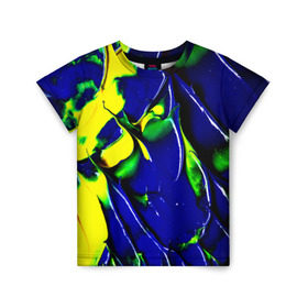 Детская футболка 3D с принтом Брызги красок в Петрозаводске, 100% гипоаллергенный полиэфир | прямой крой, круглый вырез горловины, длина до линии бедер, чуть спущенное плечо, ткань немного тянется | мазки | цветные