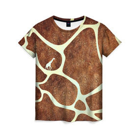 Женская футболка 3D с принтом Жирафик в Петрозаводске, 100% полиэфир ( синтетическое хлопкоподобное полотно) | прямой крой, круглый вырез горловины, длина до линии бедер | жираф | жирафик | текстуры