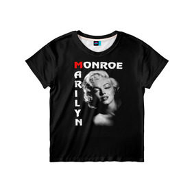 Детская футболка 3D с принтом Мерилин Монро в Петрозаводске, 100% гипоаллергенный полиэфир | прямой крой, круглый вырез горловины, длина до линии бедер, чуть спущенное плечо, ткань немного тянется | marilyn monroe | кинозвезда | мерилин монро