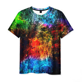 Мужская футболка 3D с принтом Краска в Петрозаводске, 100% полиэфир | прямой крой, круглый вырез горловины, длина до линии бедер | краска | одежда | потертости | прикольные