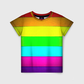Детская футболка 3D с принтом Rainbow в Петрозаводске, 100% гипоаллергенный полиэфир | прямой крой, круглый вырез горловины, длина до линии бедер, чуть спущенное плечо, ткань немного тянется | 