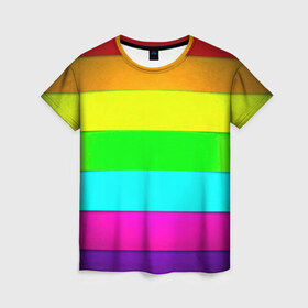 Женская футболка 3D с принтом Rainbow в Петрозаводске, 100% полиэфир ( синтетическое хлопкоподобное полотно) | прямой крой, круглый вырез горловины, длина до линии бедер | 