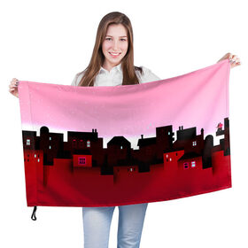Флаг 3D с принтом Urban pink в Петрозаводске, 100% полиэстер | плотность ткани — 95 г/м2, размер — 67 х 109 см. Принт наносится с одной стороны | город | розовый