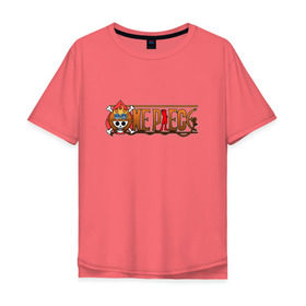 Мужская футболка хлопок Oversize с принтом One Piece - logo Ace в Петрозаводске, 100% хлопок | свободный крой, круглый ворот, “спинка” длиннее передней части | ван пис | лого | луффи | мугивара | пираты | эйс
