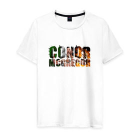 Мужская футболка хлопок с принтом Конор Макгрегор в Петрозаводске, 100% хлопок | прямой крой, круглый вырез горловины, длина до линии бедер, слегка спущенное плечо. | conor | mcgregor | ufc | грегор | ирландия | мак