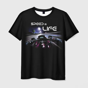 Мужская футболка 3D с принтом Speed is life в Петрозаводске, 100% полиэфир | прямой крой, круглый вырез горловины, длина до линии бедер | speed | байк | байкер | мотоцикл | скорость