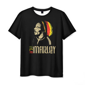 Мужская футболка 3D с принтом Bob Marley в Петрозаводске, 100% полиэфир | прямой крой, круглый вырез горловины, длина до линии бедер | bob marley | боб марли | музыка | регги | ямайка