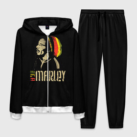 Мужской костюм 3D с принтом Bob Marley в Петрозаводске, 100% полиэстер | Манжеты и пояс оформлены тканевой резинкой, двухслойный капюшон со шнурком для регулировки, карманы спереди | Тематика изображения на принте: bob marley | боб марли | музыка | регги | ямайка