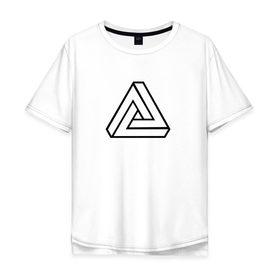 Мужская футболка хлопок Oversize с принтом Невозможный треугольник в Петрозаводске, 100% хлопок | свободный крой, круглый ворот, “спинка” длиннее передней части | оптическая иллюзия